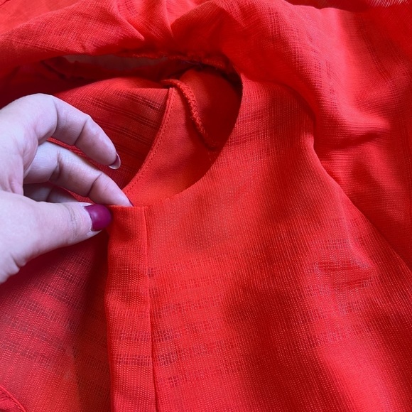 J by J.O.A. Red Off Shoulder Ruffle Blouse Women’s Size Small - Picture 4 of 12